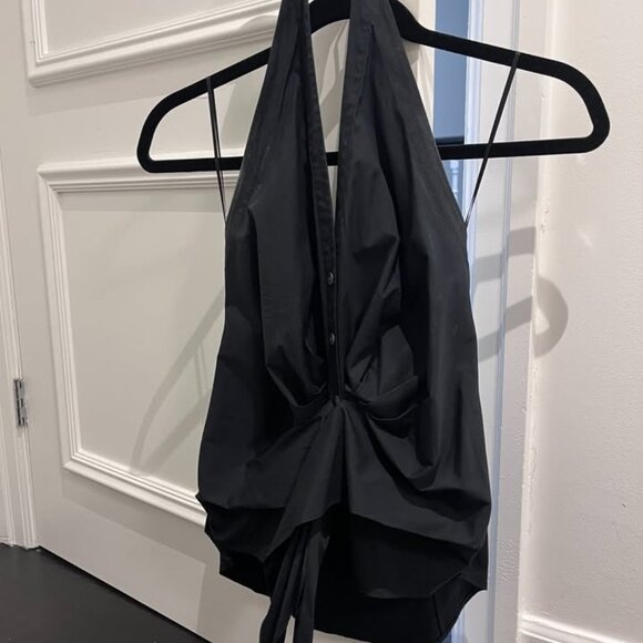 Womens Veronica Beard Black Self-Tie Sleeveless Halter Blouse - Picture 3 of 3